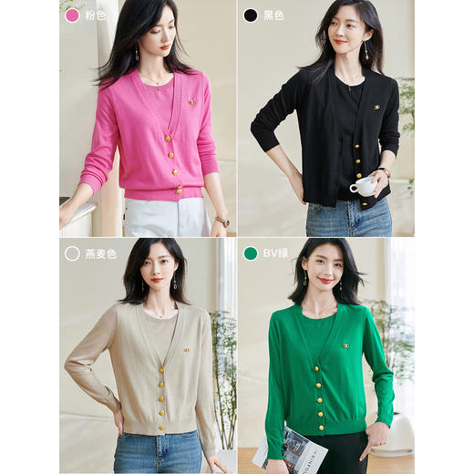 剩S/M 米思阳2026春季新款休闲慵懒风假两件针织衫宽松舒适羊毛上衣0778 商品图1