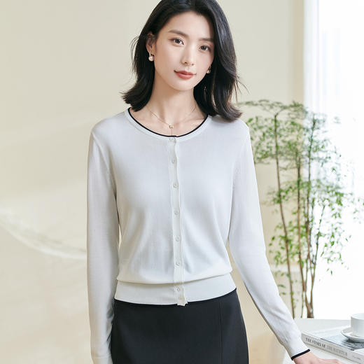 剩S/M/XL 【百搭开衫】2026春季新款简约休闲风薄款针织开衫空调衫0669 商品图2