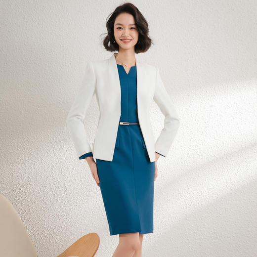 西装外套修身显瘦酒店经理美容院前台接待工作服西装连衣裙两件套 商品图2