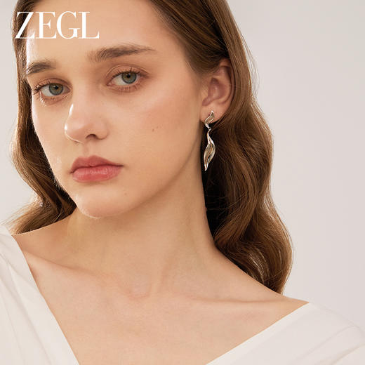 ZEGL设计师飞鸟系列叶子耳环女925银2024新款耳钉小众独特耳饰品 商品图2