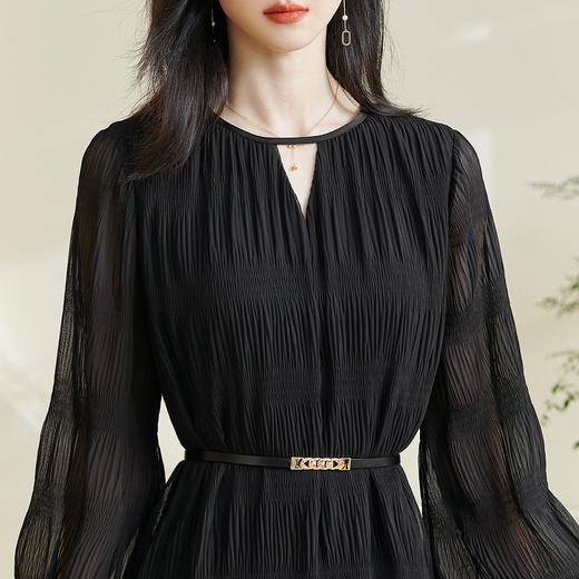 剩XL/XXL 【泡泡袖连衣裙】2025春季新款时尚优雅气质简约直筒裙0303 商品图4