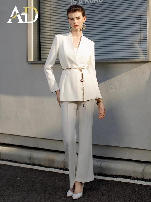 高端职业西装套装女主持人正装西服外套显瘦白色上镜演讲服装 商品图2