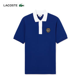 Lacoste法国鳄鱼男装新款拼接翻领商务休闲宽松Polo衫短袖PH7369-10