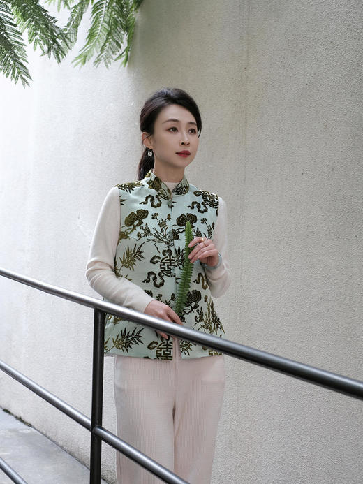 4380下架| 盛唐牡丹 |真丝漳绒 兰芝常生对襟马甲 商品图3