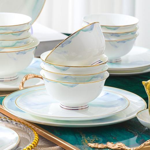 景德镇陶瓷骨瓷餐具家用碗盘碗碟金边饭碗汤碗简约轻奢创意搭配 商品图6