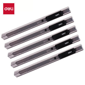 得力（deli）5把金属小号美工刀 自动锁裁纸刀小刀 办公用品 银色 P02058-05 商品图1