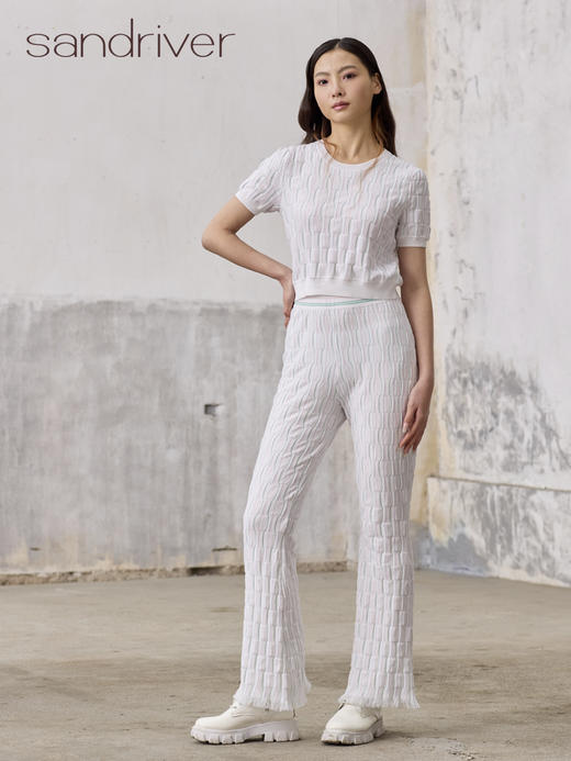 精梳棉自带流苏喇叭裤SJS96K010A 商品图3