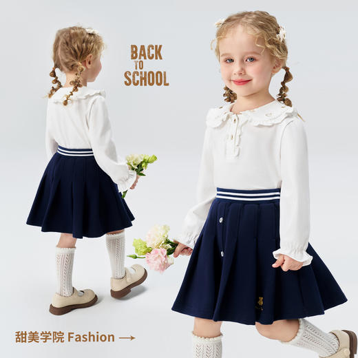 【90-140】【精典泰迪】女童春秋新款半身裙学院裙百褶裙72%棉 28%聚酯纤维 商品图3