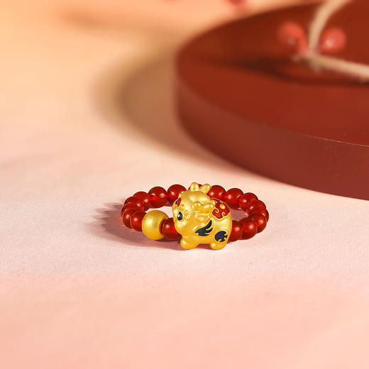 周六福黄金戒指足金女定价瑞吉貔貅玛瑙指圈春节新品系列送女友礼物 商品图2