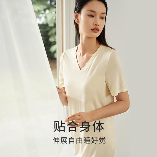 【深睡眠蚕丝睡衣】100%桑蚕丝睡裙真丝针织柔软透气家居服金三塔  YZFEA303/YZFEA305 商品图3