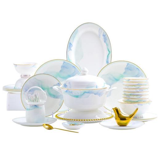 景德镇陶瓷骨瓷餐具家用碗盘碗碟金边饭碗汤碗简约轻奢创意搭配 商品图4