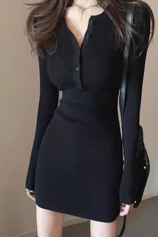 2025新款春秋季【针织连衣裙子 女纯欲性感裙】搭配大衣内搭 早春装包臀裙 商品图5