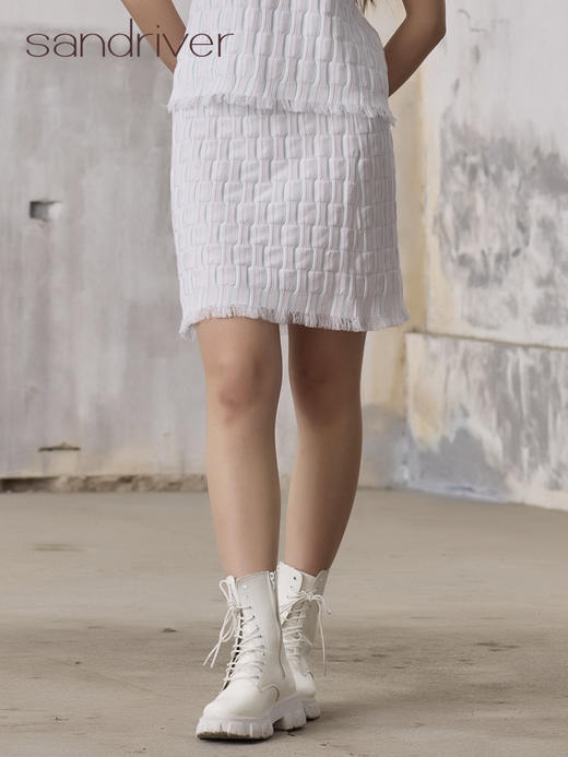 精梳棉自带流苏短裙SJS96W030N 商品图0