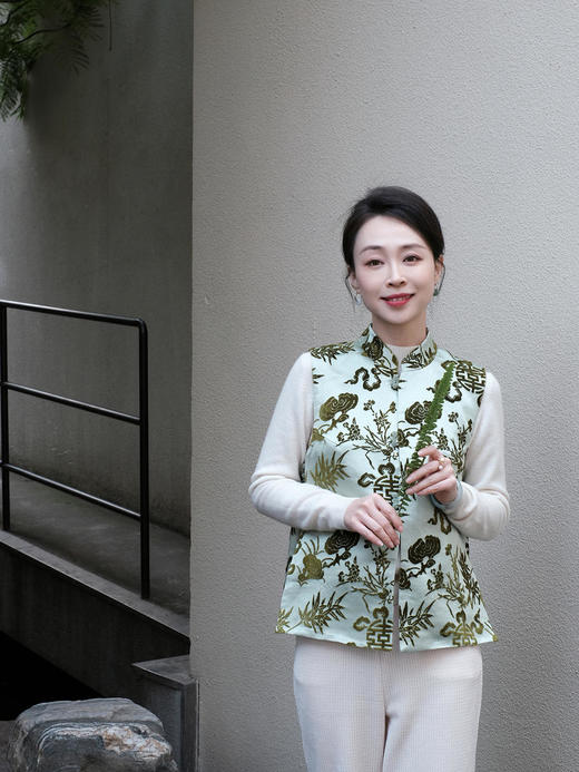 4380下架| 盛唐牡丹 |真丝漳绒 兰芝常生对襟马甲 商品图4