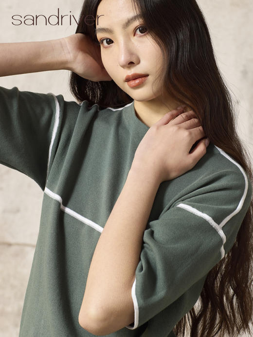 精梳棉半高领短袖上衣SJS96W020N 商品图3