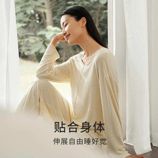 【深睡眠蚕丝睡衣】100%桑蚕丝女真丝睡衣针织带罩杯家居服套装金三塔  YZFEA703（限价款） 商品图2