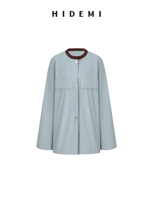 HIDEMI冰绿撞色针织领大口袋短夹克 商品图7