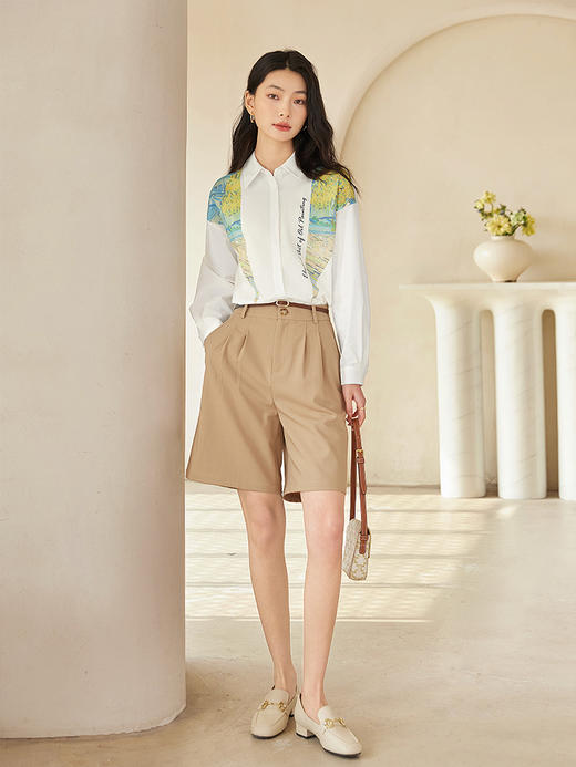 【专属特惠】【梵高联名】熙世界法式文艺风印花衬衫女秋季长袖衬衣设计感上衣 商品图4