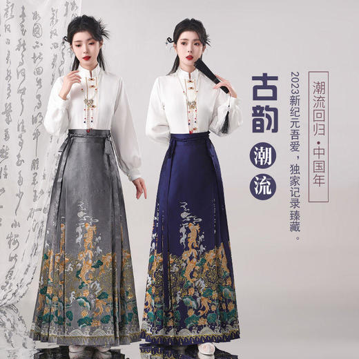 TZF-新中式织金马面裙套装【鱼升龙门】 商品图2