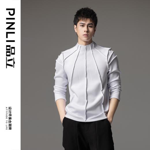 PINLI品立秋季新款纯色套头卫衣立体冚线拉链休闲潮牌男上衣B241209061 商品图2