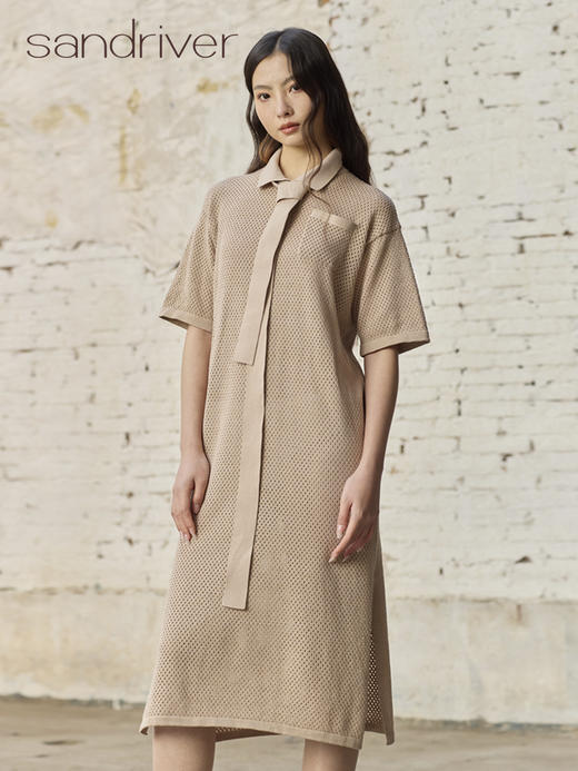 精梳棉针织POLO领连衣裙SJS96W017N 商品图0