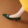 【预售5天】新中式国风绿色细跟高跟鞋，法式优雅尖头浅口秀禾不累脚单鞋婚鞋SLK&C532 商品缩略图0
