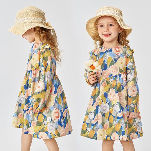 【纯棉】【90-140】【精典泰迪】女童春秋长袖连衣裙艺术童年 商品图0