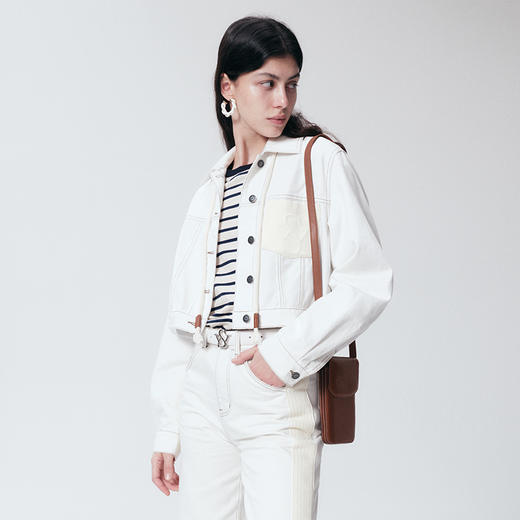 SELFWHO 纯棉牛仔外套女2024新款春小个子设计感百搭短款夹克上衣 商品图3