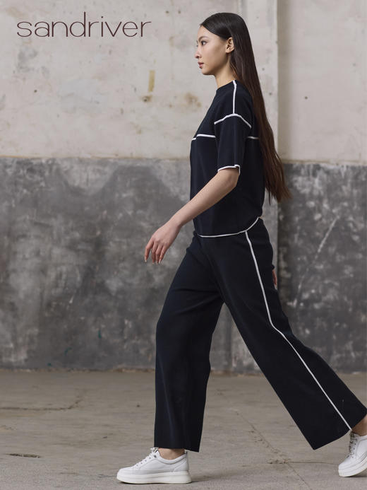 精梳棉针织宽腿裤SJS96K021N 商品图3