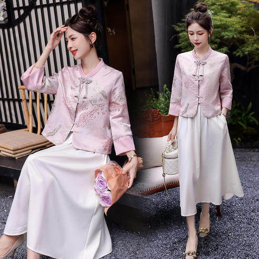 新中式旗袍女装套装裙，高级感半身裙两件套HR-MYL2329 商品图2