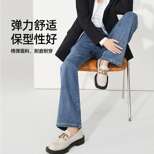 逸阳开叉直筒牛仔裤女2024年春季新款高腰显瘦窄版阔腿裤子9978 商品图3