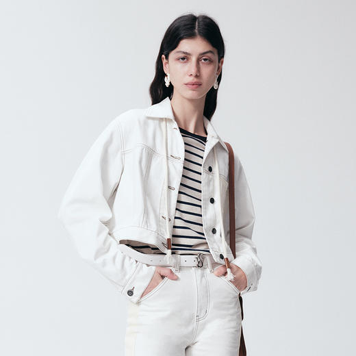 SELFWHO 纯棉牛仔外套女2024新款春小个子设计感百搭短款夹克上衣 商品图1