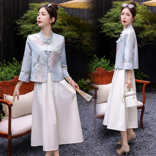 新中式旗袍女装套装裙，高级感半身裙两件套HR-MYL2329 商品图1