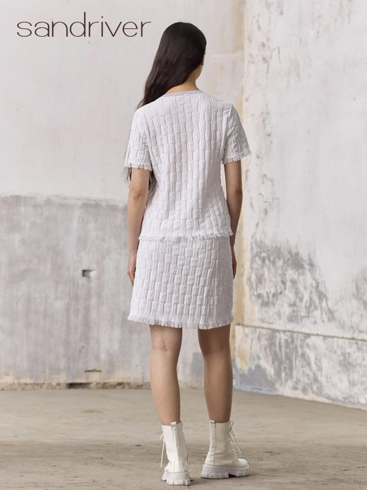 精梳棉自带流苏圆领衫SJS96W009A 商品图1