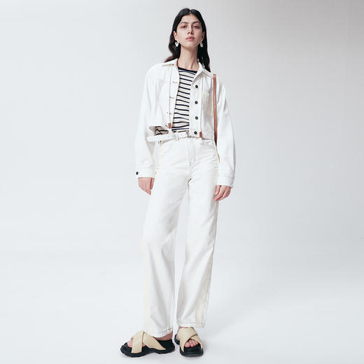 SELFWHO 浅色纯棉牛仔裤女2024新款春小个子宽松显瘦阔腿香蕉裤子 商品图1