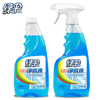绿伞玻璃净亮水 玻璃车窗清洗剂 不留水痕去污防尘500g*2瓶 商品图2