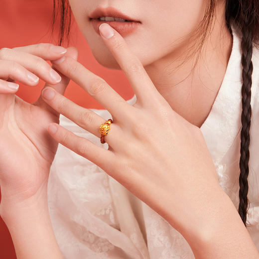 周六福黄金戒指足金女定价瑞吉貔貅玛瑙指圈春节新品系列送女友礼物 商品图6