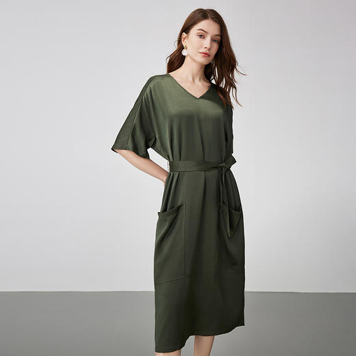 EITIE爱特爱夏季新款时尚气质系带V领显瘦连衣裙7307045 商品图2