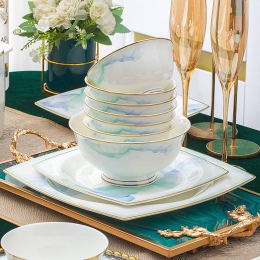 景德镇陶瓷骨瓷餐具家用碗盘碗碟金边饭碗汤碗简约轻奢创意搭配 商品图3