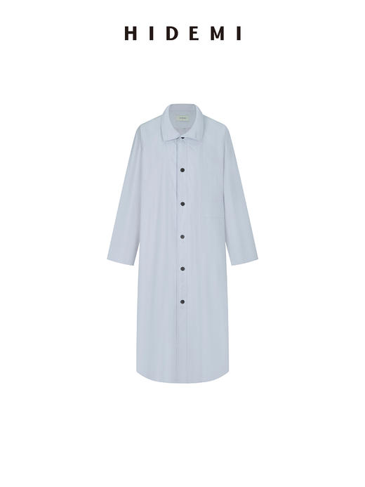 HIDEMI 极简微褶皱立领设计感宽松大廓形薄款多穿式长风衣 商品图9