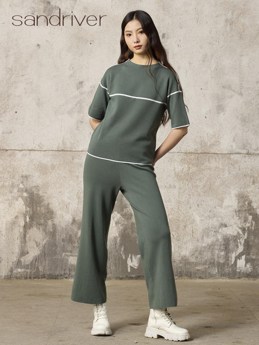 精梳棉针织宽腿裤SJS96K021N 商品图4