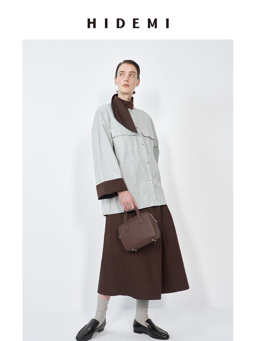 HIDEMI冰绿撞色针织领大口袋短夹克 商品图5