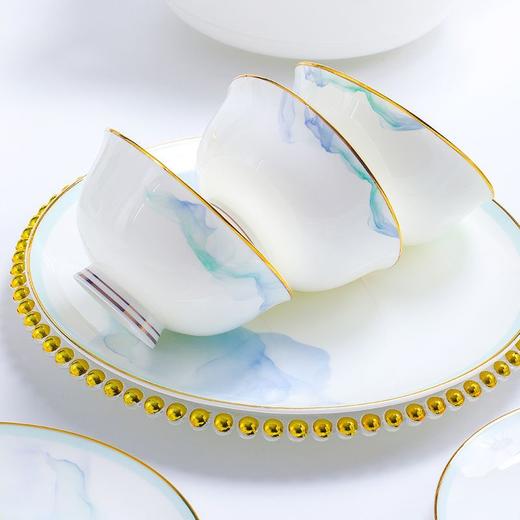 景德镇陶瓷骨瓷餐具家用碗盘碗碟金边饭碗汤碗简约轻奢创意搭配 商品图2