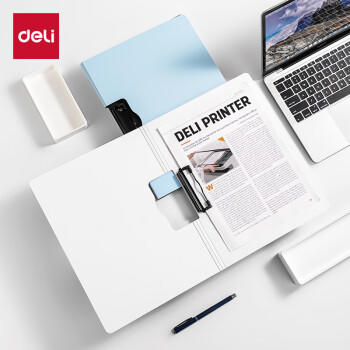 得力（deli）A4横式折页板夹文件夹会议夹诗朗诵签约夹板写字板书写板夹 试卷收纳夹菜单夹 5011蓝色 商品图6