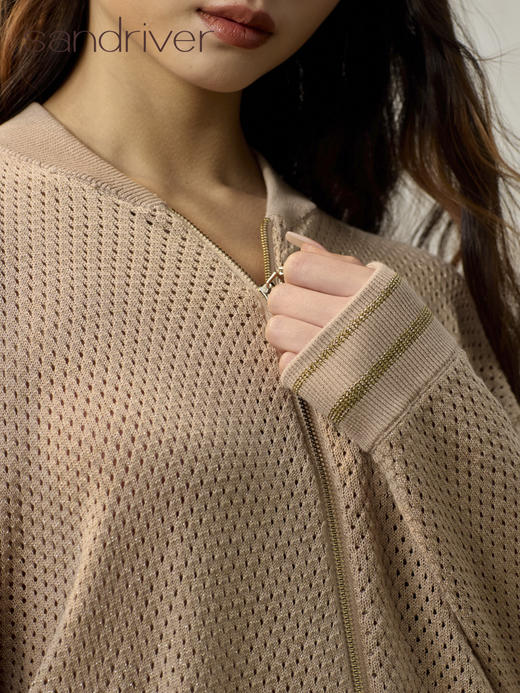 精梳棉镂空拉链夹克衫SJS96W008N 商品图4