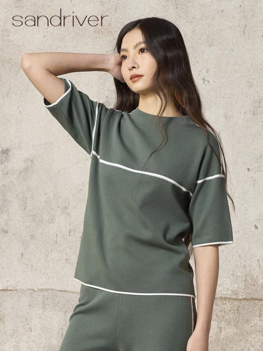 精梳棉半高领短袖上衣SJS96W020N 商品图2