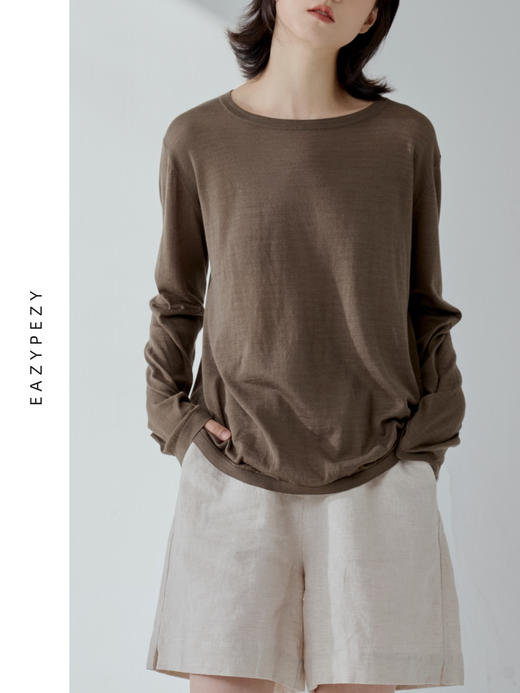 2024SS 丝棉高精纺圆领条纹针织衫 商品图3