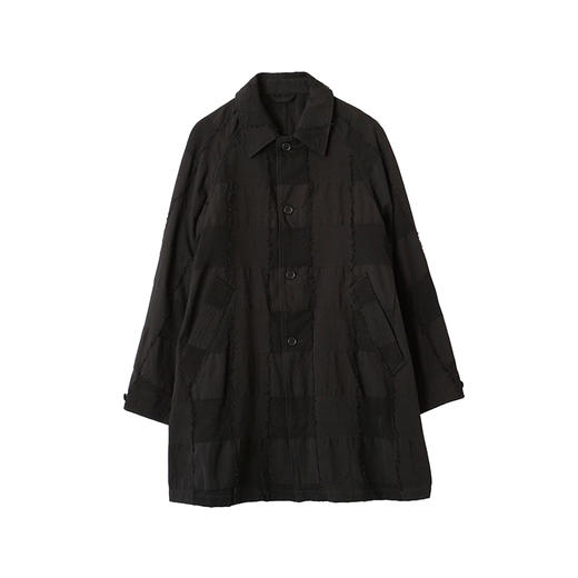 YOKE BLOCK-JACQUARD HALF COAT 格子提花中长款风衣外套 商品图3