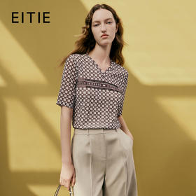 EITIET爱特爱夏季新款舒适时尚简约亲肤打底V领短袖女上衣T恤7302003
