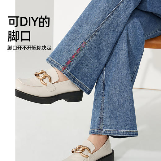 逸阳开叉直筒牛仔裤女2024年春季新款高腰显瘦窄版阔腿裤子9978 商品图2